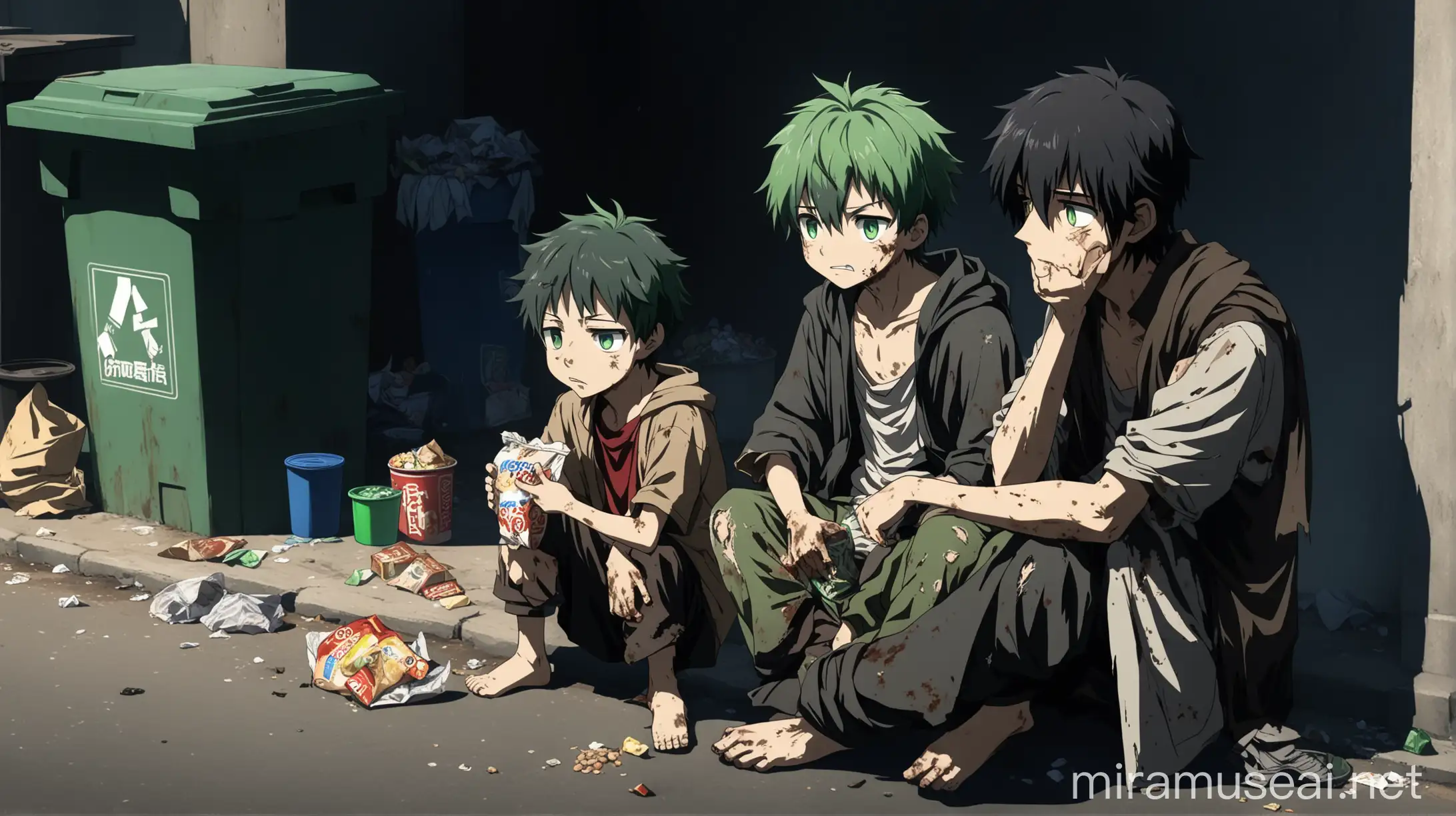 Cinematic Anime Scene Generous Brother Sharing Food with Little Sibling