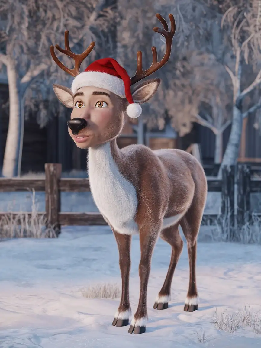 3D-New-Years-Deer-with-Human-Face-for-Holiday-Artwork