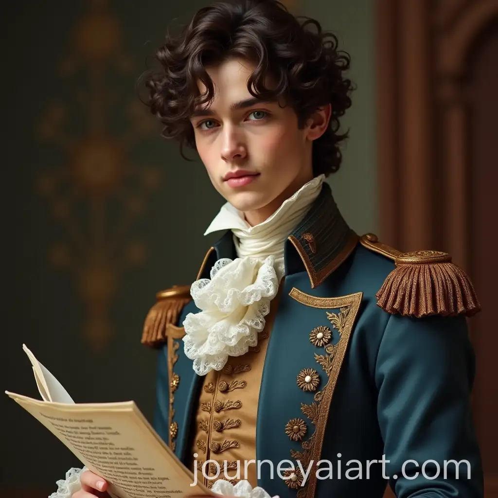 Young-Prince-in-18thCentury-Swiss-LaceAI-Image-Prompt-Expansion-Suit-Holding-Poems