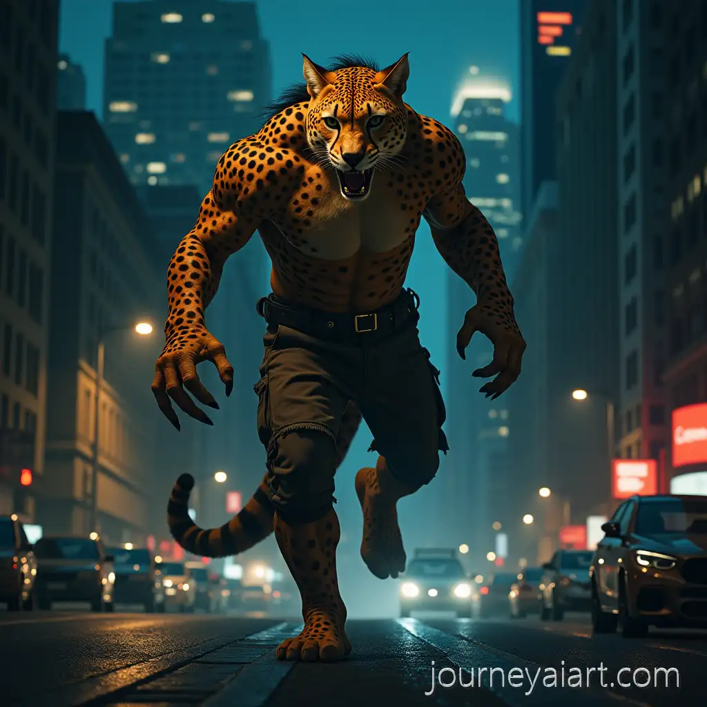 Fierce-Hybrid-Creature-of-Human-and-Cheetah-in-Urban-Nightscape