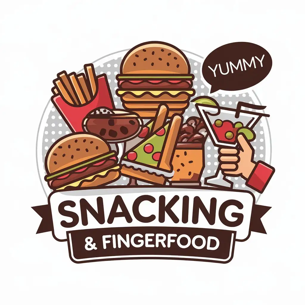 LOGO Design for Snacking Fingerfood Vector Logo Featuring Snacks and Sharing Theme