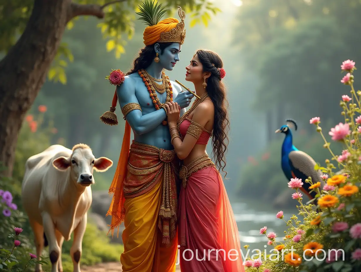 Radha-and-Krishna-in-a-Serene-Garden-with-Flute-and-Divine-Love