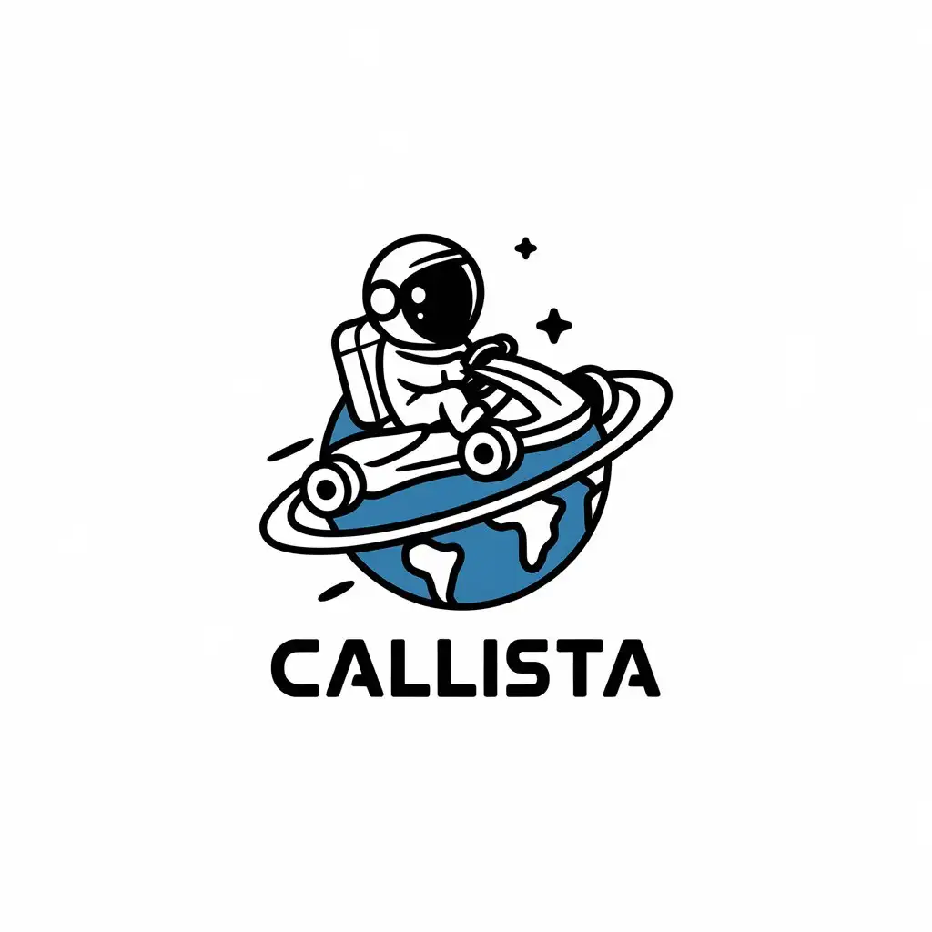 a vector logo design,with the text "Callista", main symbol:astronaut riding go-kart around the world,Moderate,be used in Real Estate industry,clear background