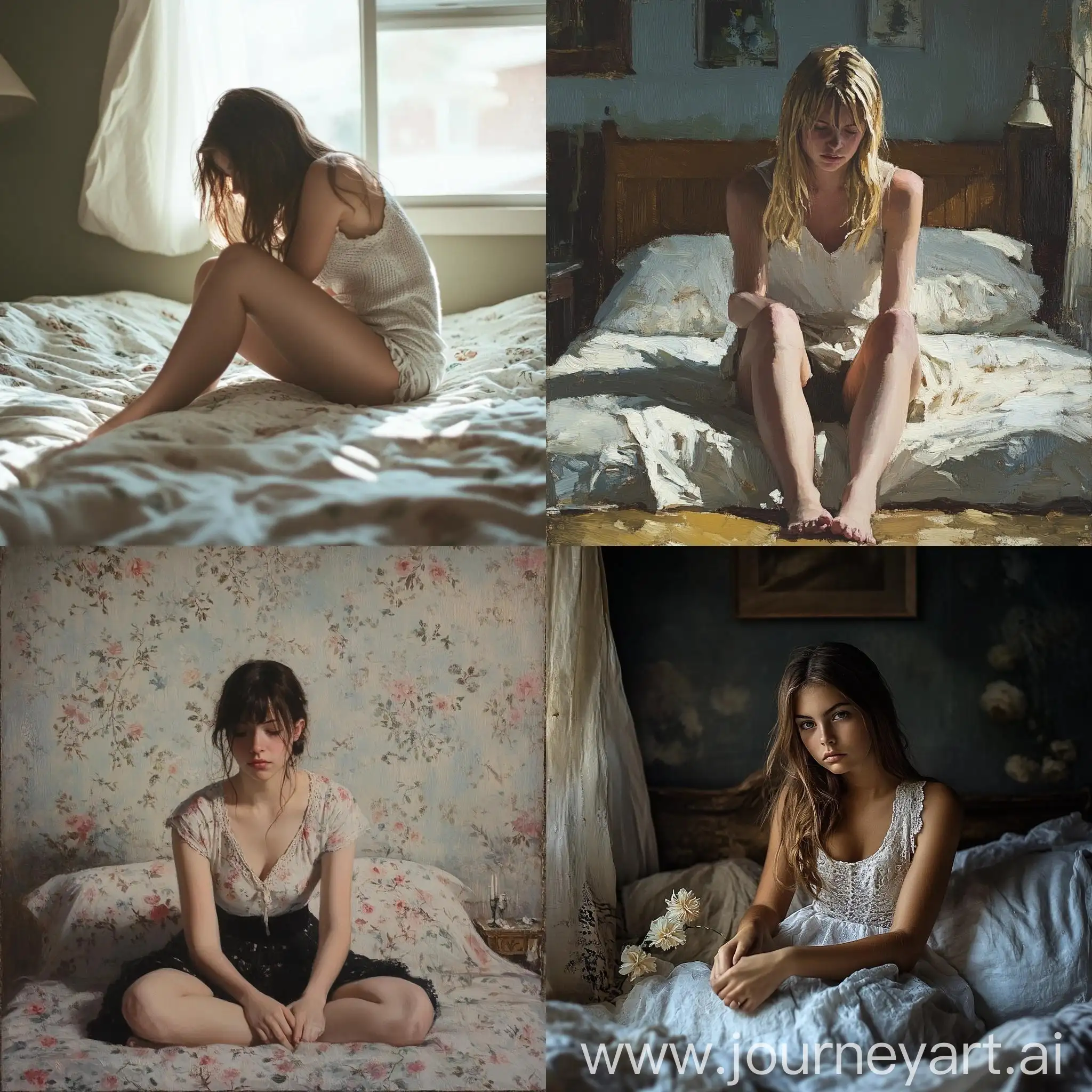 Serene-Girl-Sitting-on-Bed-in-Cozy-Bedroom