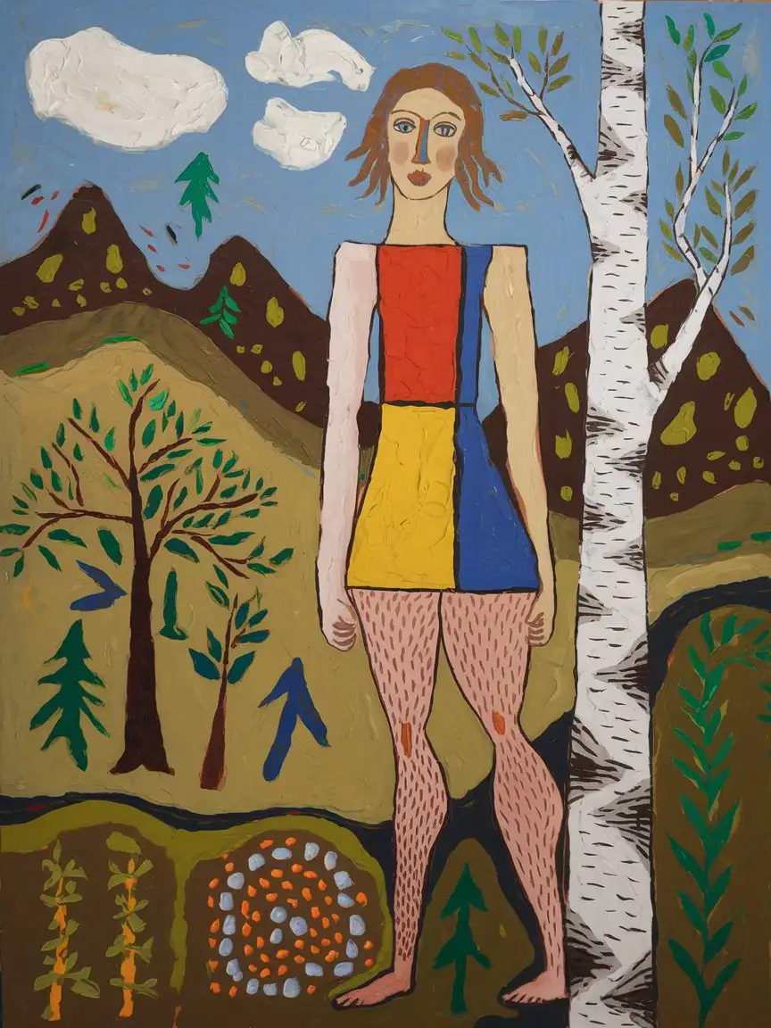 Feminist-Abstraction-with-Girl-and-Hairy-Legs-Surrounded-by-Birch-Trees