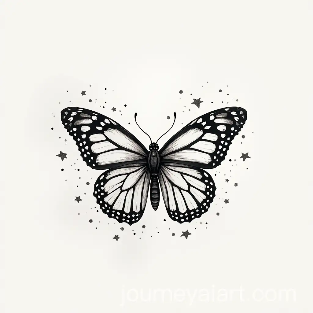 Delicate-Dotwork-Tattoo-of-a-Butterfly-Around-Sakura-Twigs