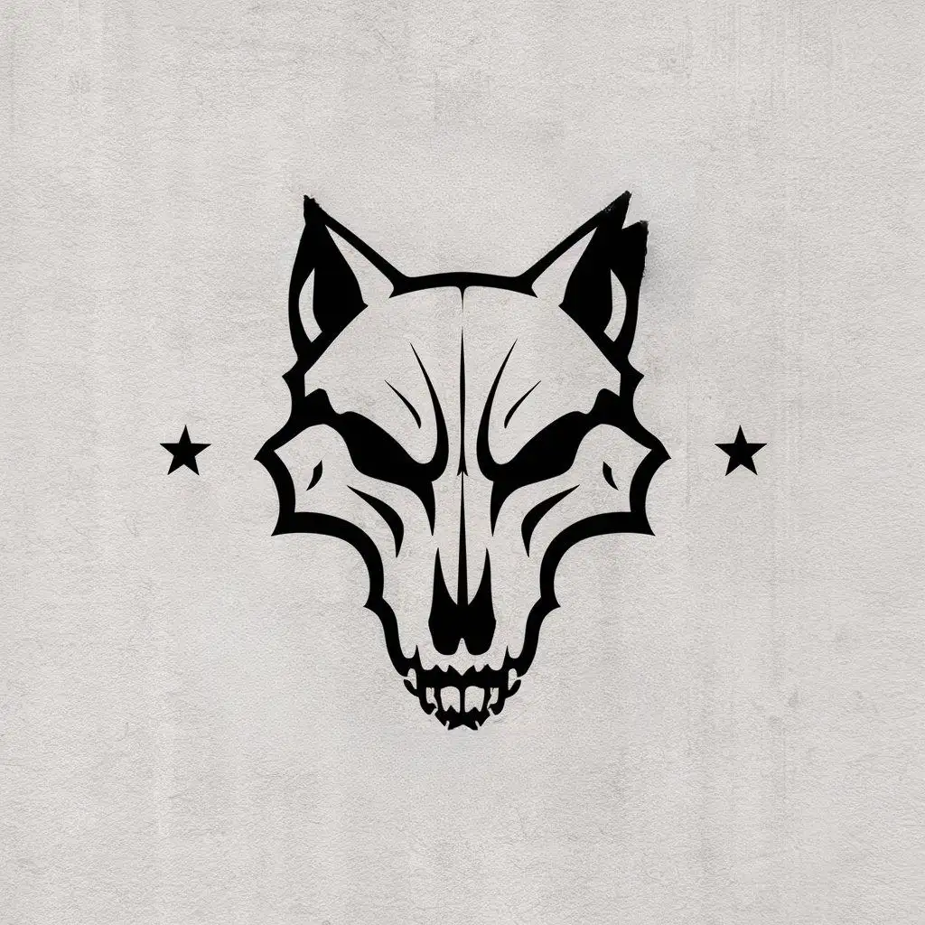 a vector logo design,with the text "VOLK, Private Military Company", main symbol:Wolf skull,Moderate,be used in Others industry,clear background