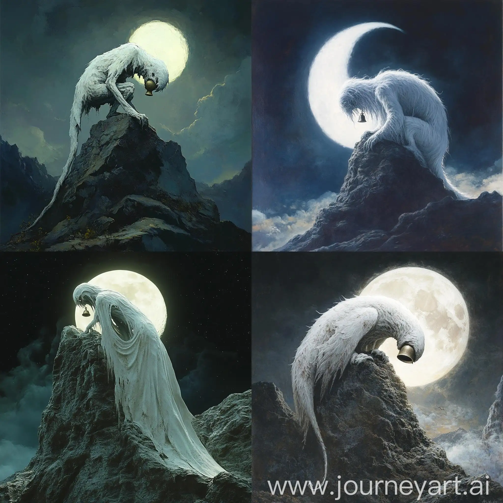 Mystical-Moonlit-Creature-Climbing-a-Mountain