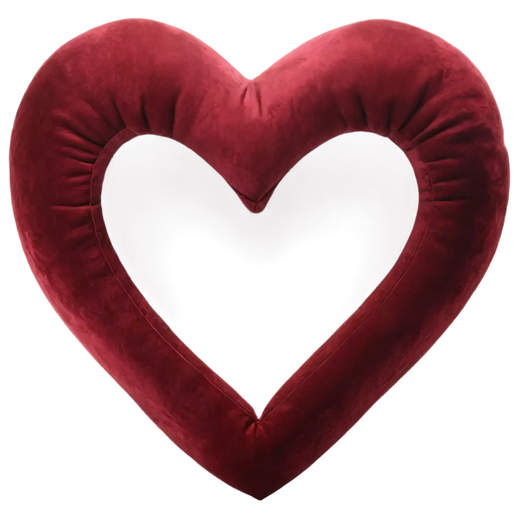 Soft-Plush-HeartShaped-Pillow-PNG-with-Red-Velvet-Fabric-and-Gold-Embroidery