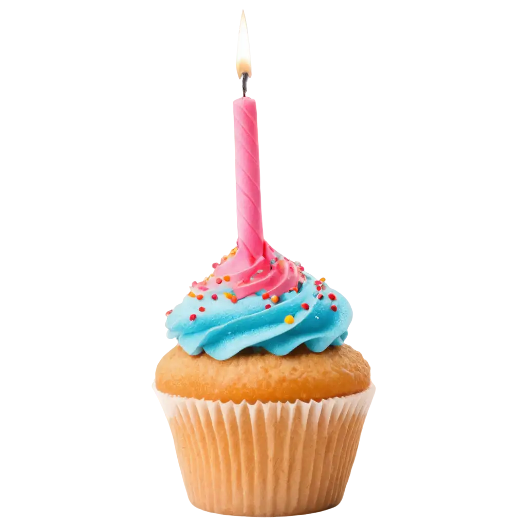 Birthday-Cupcake-with-One-Candle-PNG-Image-Perfect-for-Celebrations-and-Digital-Designs