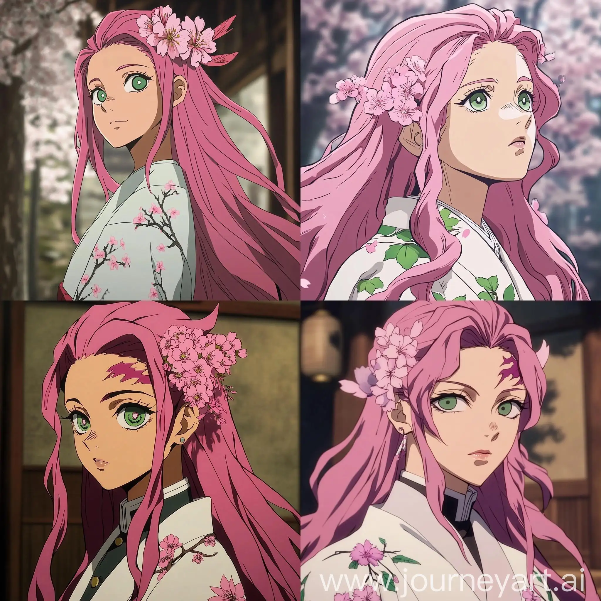 Demon-Slayer-Woman-with-Pink-Hair-and-Sakura-Haori