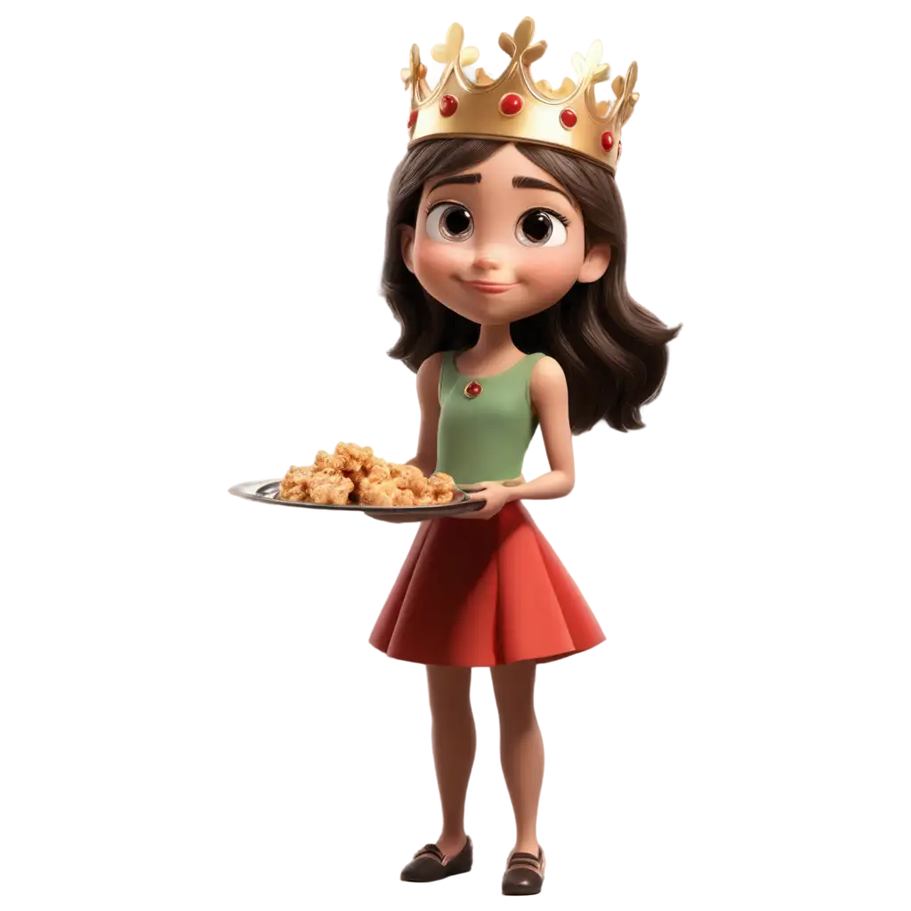 Animated-PNG-Image-of-a-Girl-Holding-a-Tray-with-a-Crown