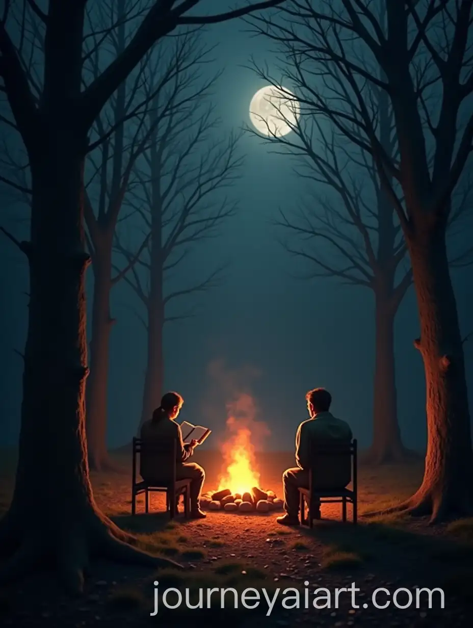 Storytelling-by-the-Campfire-in-a-Spooky-Halloween-Forest