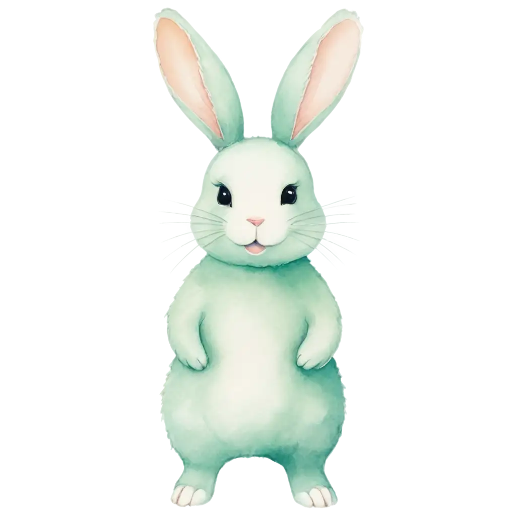 Pastel-Mint-Watercolor-Bunny-PNG-Delicate-Art-for-Creative-Projects