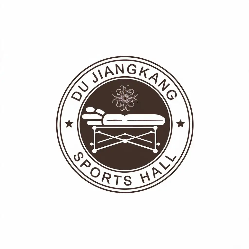 a vector logo design,with the text "Du Jiangkang Sports Hall", main symbol:therapy, health, massage, rehabilitation,Moderate,be used in Medical Dental industry,clear background