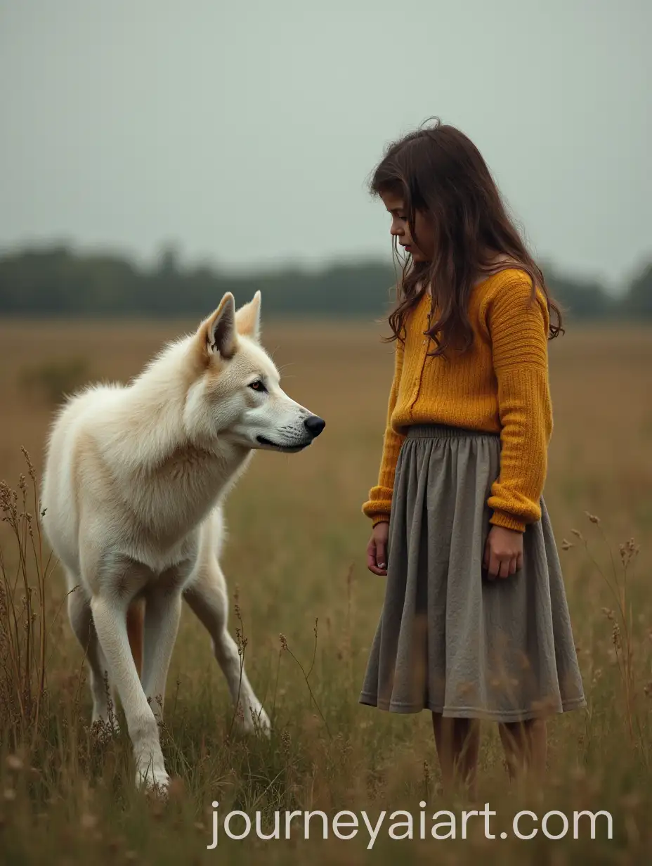 Young-Girl-and-Wolf-in-a-Field
