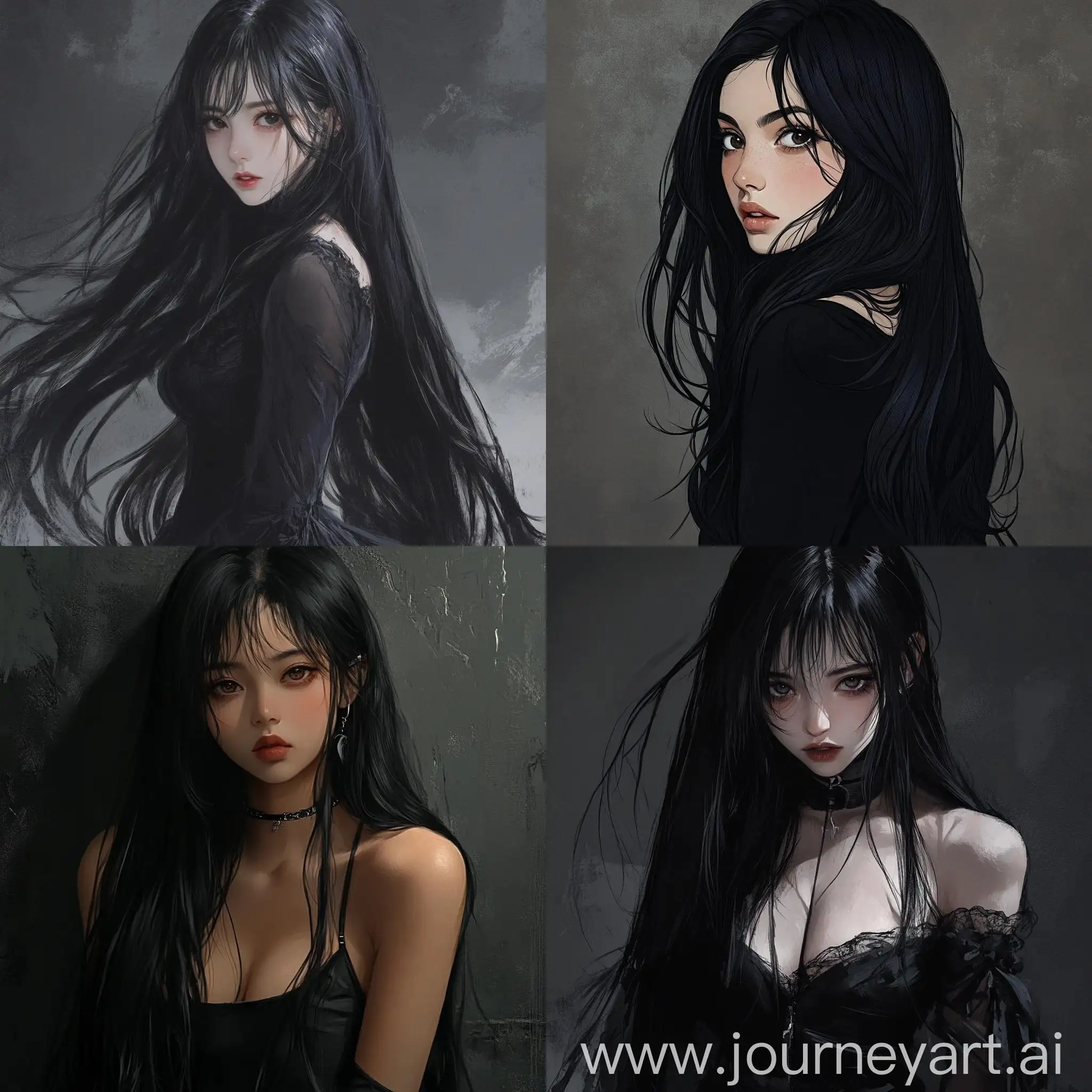 Expressive-90s-Anime-Realism-LongHaired-Girl-in-Dark-Tones