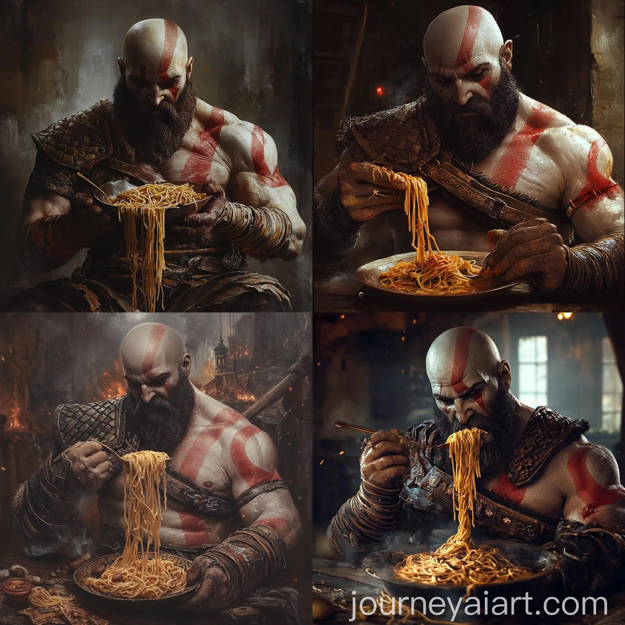 God-of-War-Enjoying-Pasta-at-Tehran-Restaurant