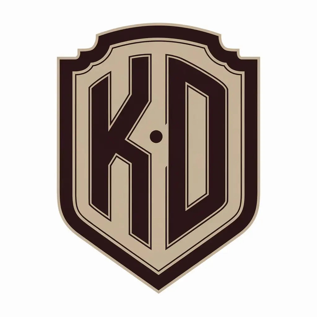 a vector logo design,with the text "K.D", main symbol:Styized letters on a shield,Moderate,clear background