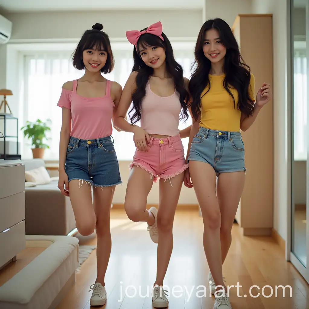 Three-Asian-University-Girls-in-a-Stylish-Apartment-Embracing-Friendship-and-Growth