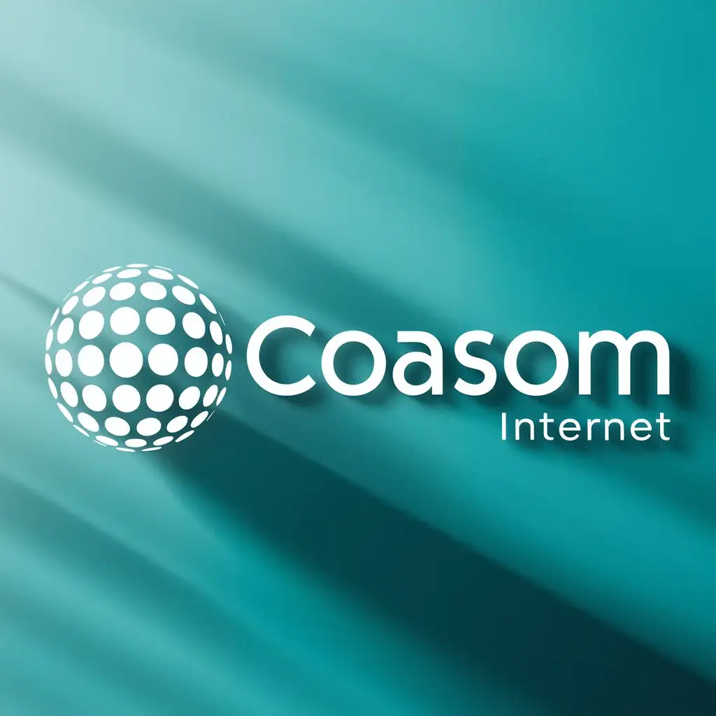 a logo design,with the text "COASOM", main symbol:Sphere of white dots on turquoise background,Moderate,be used in Internet industry,clear background