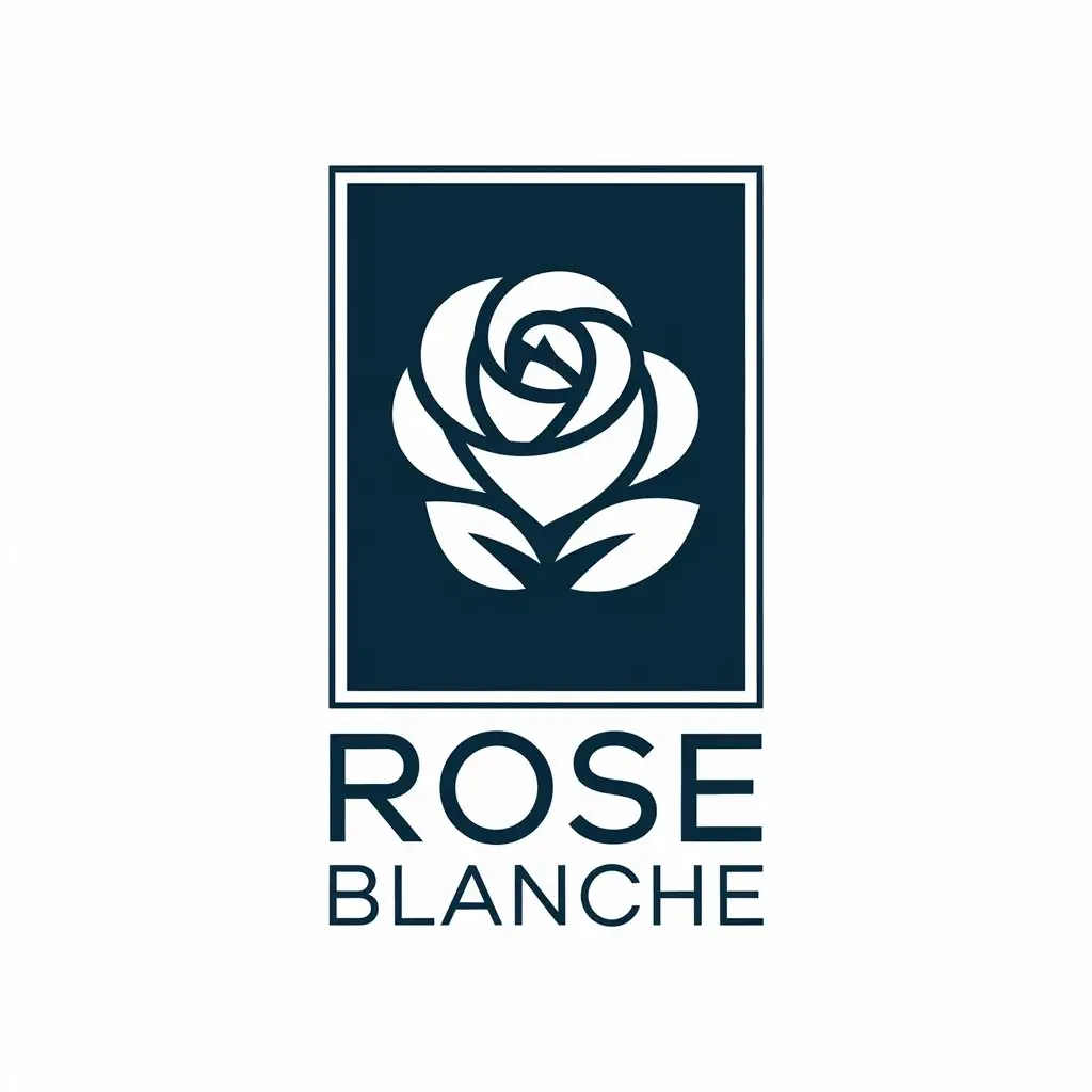 a vector logo design,with the text "ROSE BLANCHE", main symbol:rose blanche,Moderate,be used in Real Estate industry,clear background