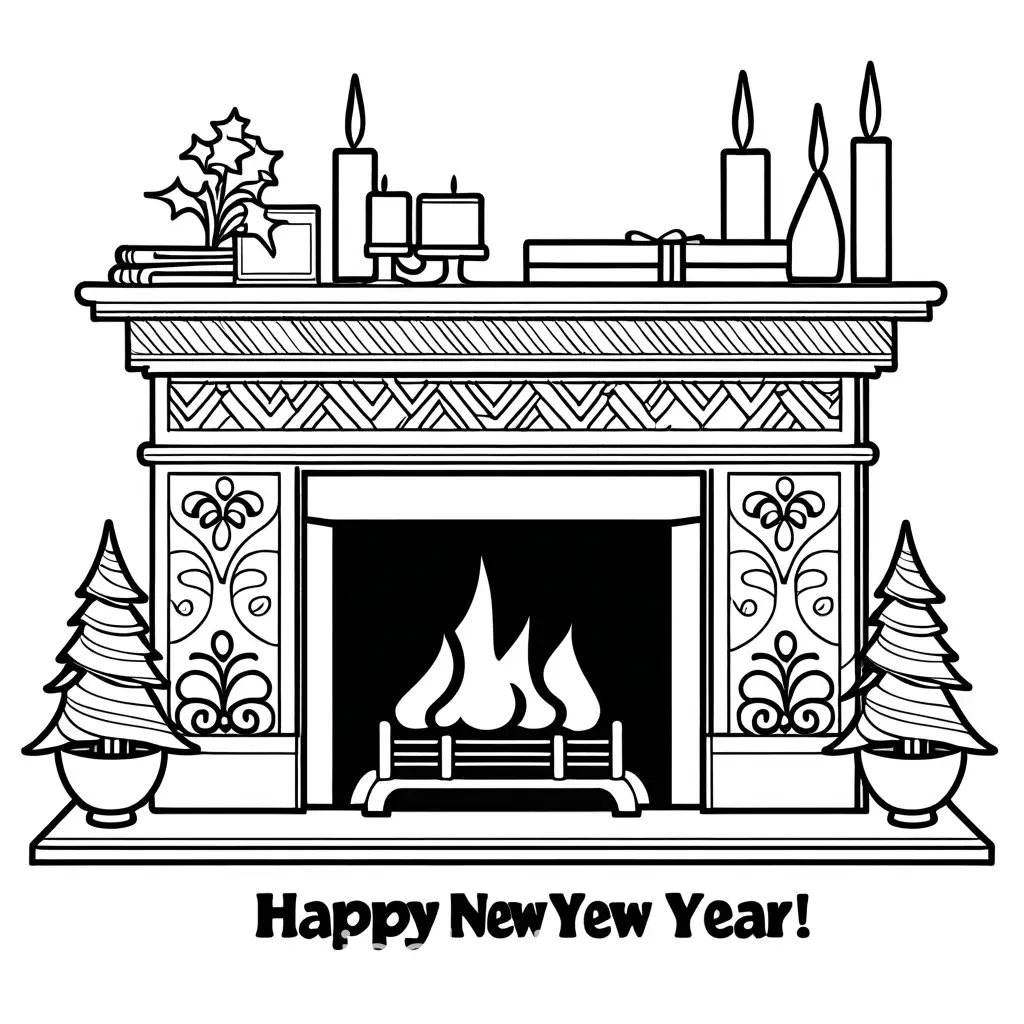 Cozy-New-Year-Fireplace-with-Stockings-Coloring-Page