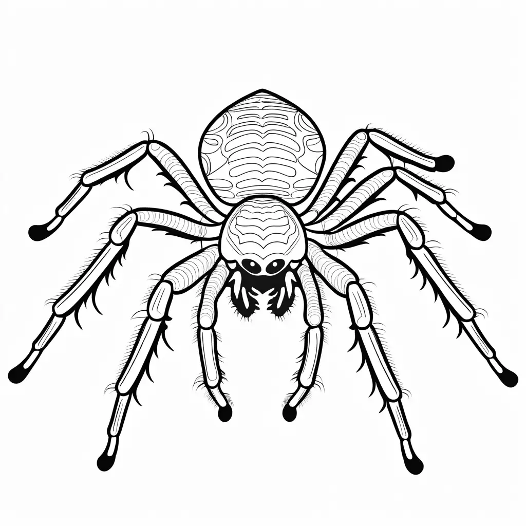 Tarantula-Coloring-Page-for-Kids-with-Simple-Line-Art-and-Ample-White-Space