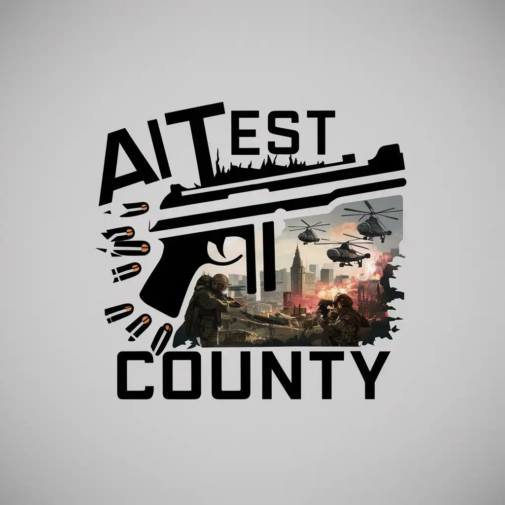 LOGO Design for Ai Test County Guns Shooting City Helicopters War Soldiers Mayhem with Doomsday Roleplay Theme