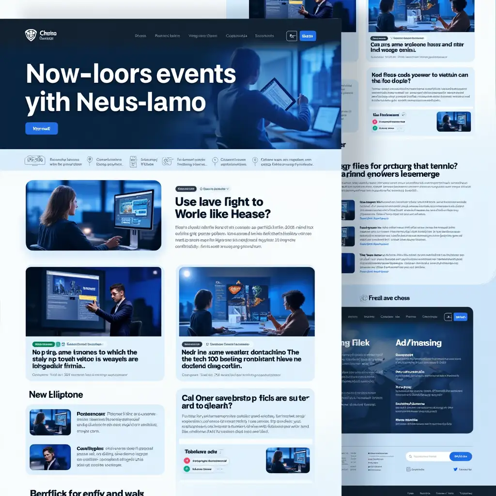 Create me a webpage that deals with news about current events, an introductory article at the top of the page and an image taking up ninths of the space in the center with blue and black colors