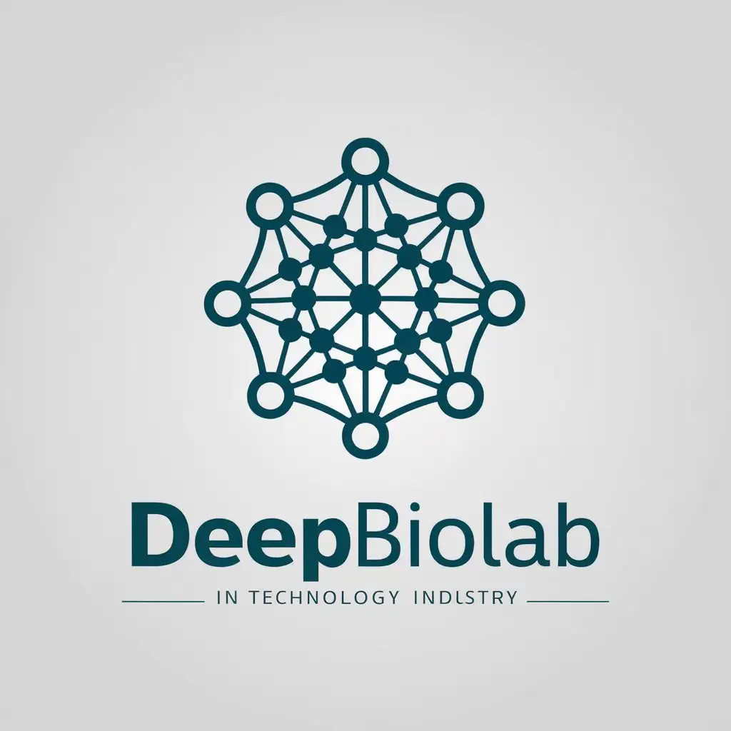 a vector logo design,with the text "DeepBioLab", main symbol:neural network, biological molecule,Moderate,be used in Technology industry,clear background