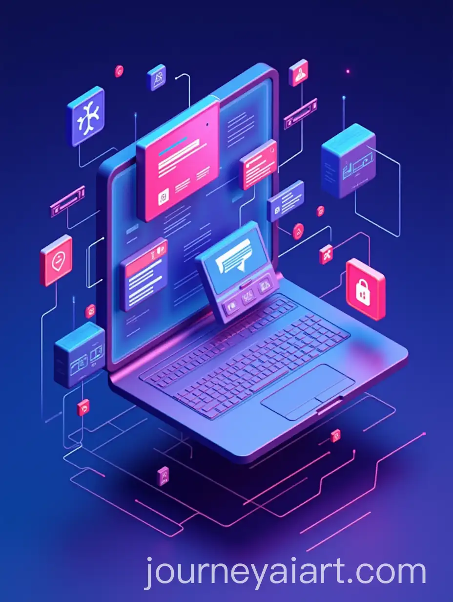 IsometricAI-Image-Prompt-Expansion-3D-Digital-Marketplace-Interface-with-Streaming-Software-and-Security-Icons