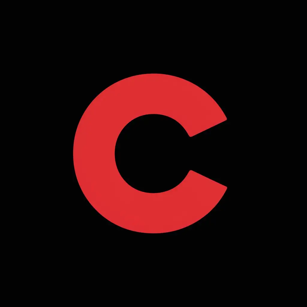 LOGO-Design-For-C-Bold-Red-Letter-on-Minimalistic-Black-Background