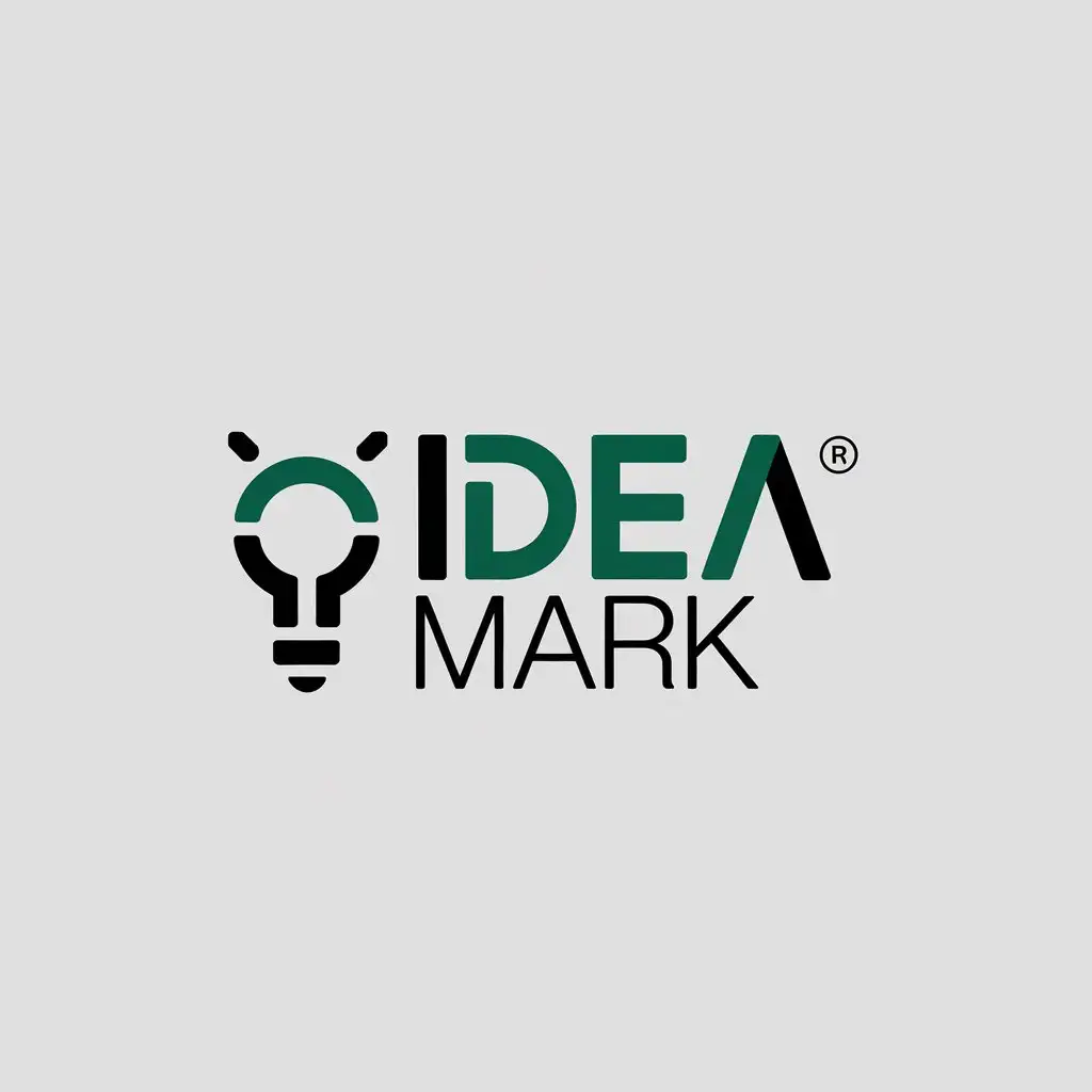 LOGO Design for Idea Mark Minimalist Black and Green Light Bulb with Geometric Icon Theme