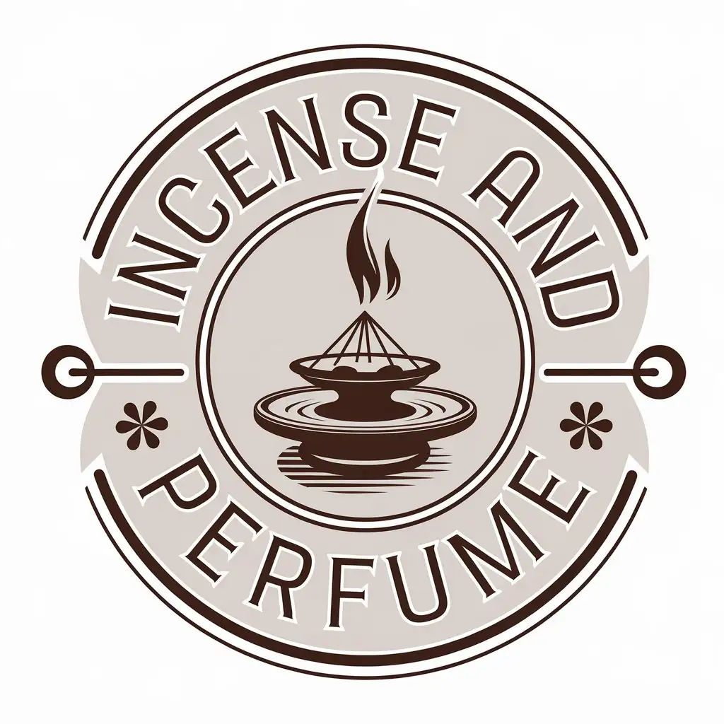 a vector logo design,with the text "incense and perfume", main symbol:incense burner,Moderate,clear background