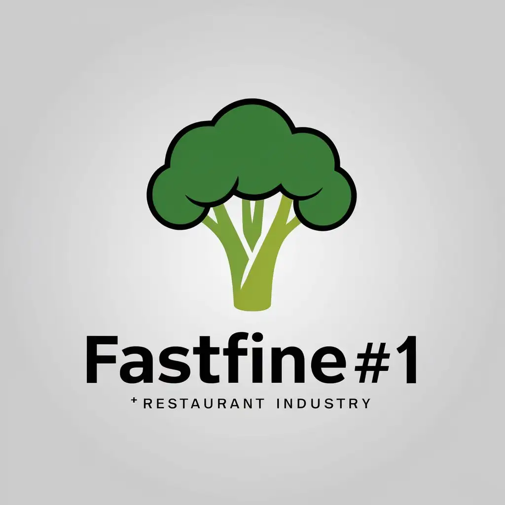 a vector logo design,with the text "Fastfine#1", main symbol:Broccoli,Minimalistic,be used in Restaurant industry,clear background