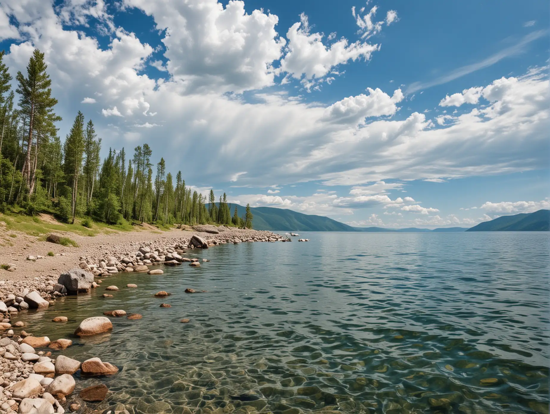 Scenic-Landscape-of-Lake-Baikal-on-a-Clear-Summer-Day