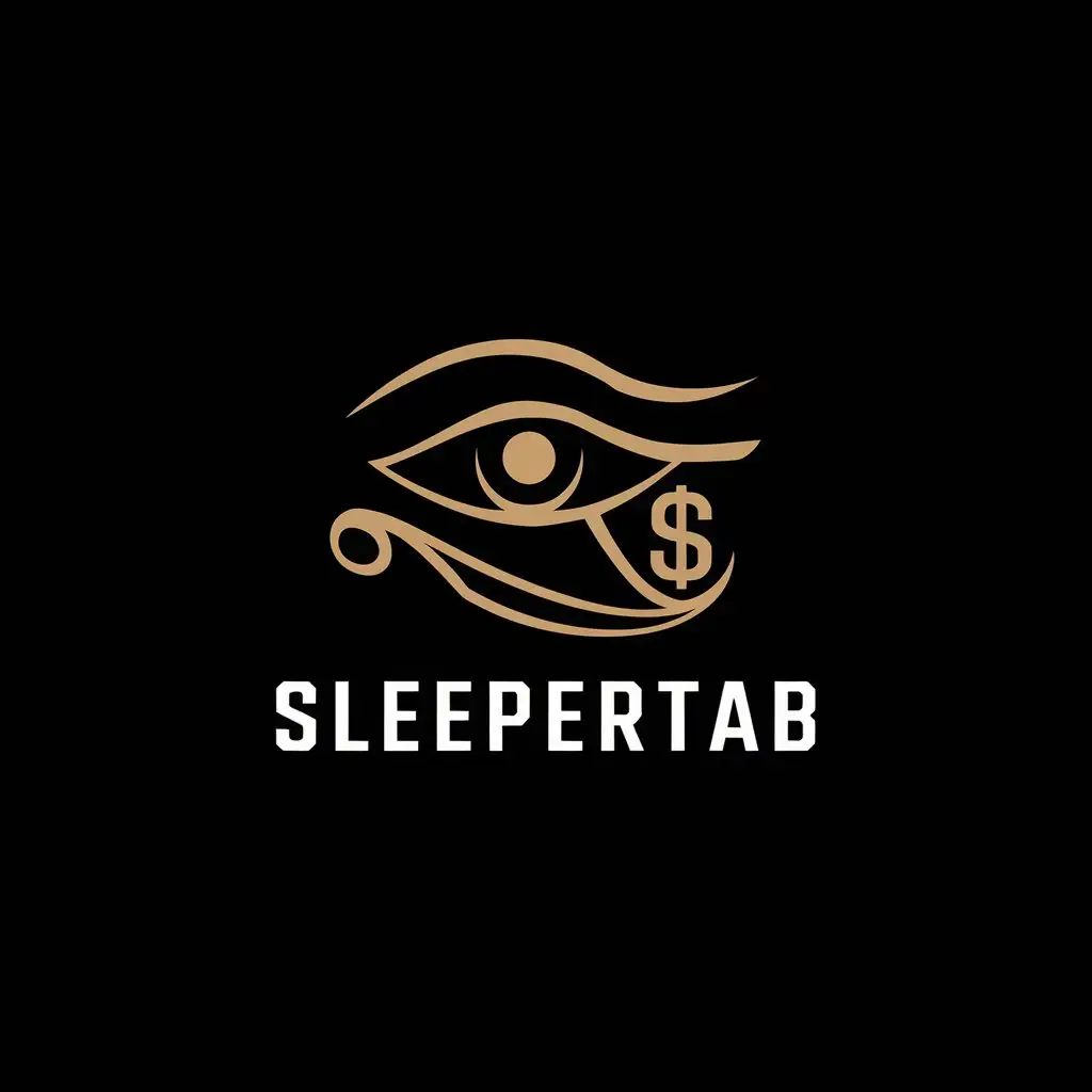 LOGO Design For Sleepertab Black Gold with Sleeping Eye and Eye of Ra Symbol