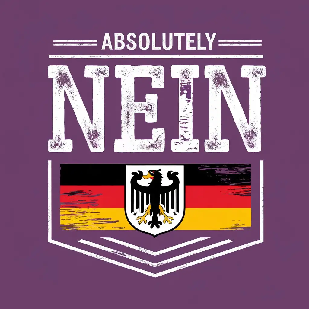 LOGO-Design-for-Absolutely-NEIN-Bold-Vintage-German-Theme-with-Purple-White-and-National-Colors