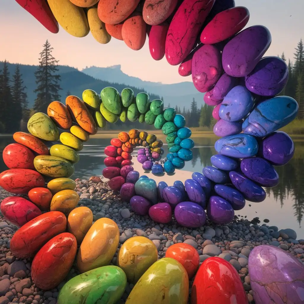 Vibrant Display of Colorful Natural Pebbles