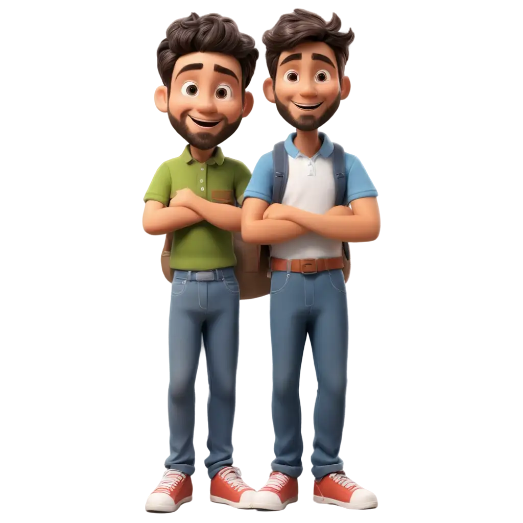 High-Quality-Brothers-Caricature-PNG-Ideal-for-Diverse-Digital-Applications