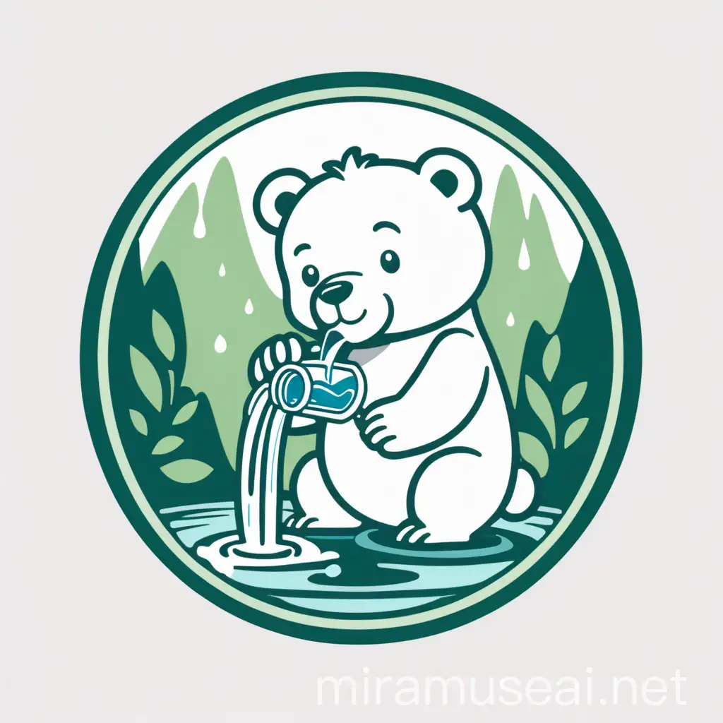 Stylized Bear Water Purifier Logo with Green and White Design