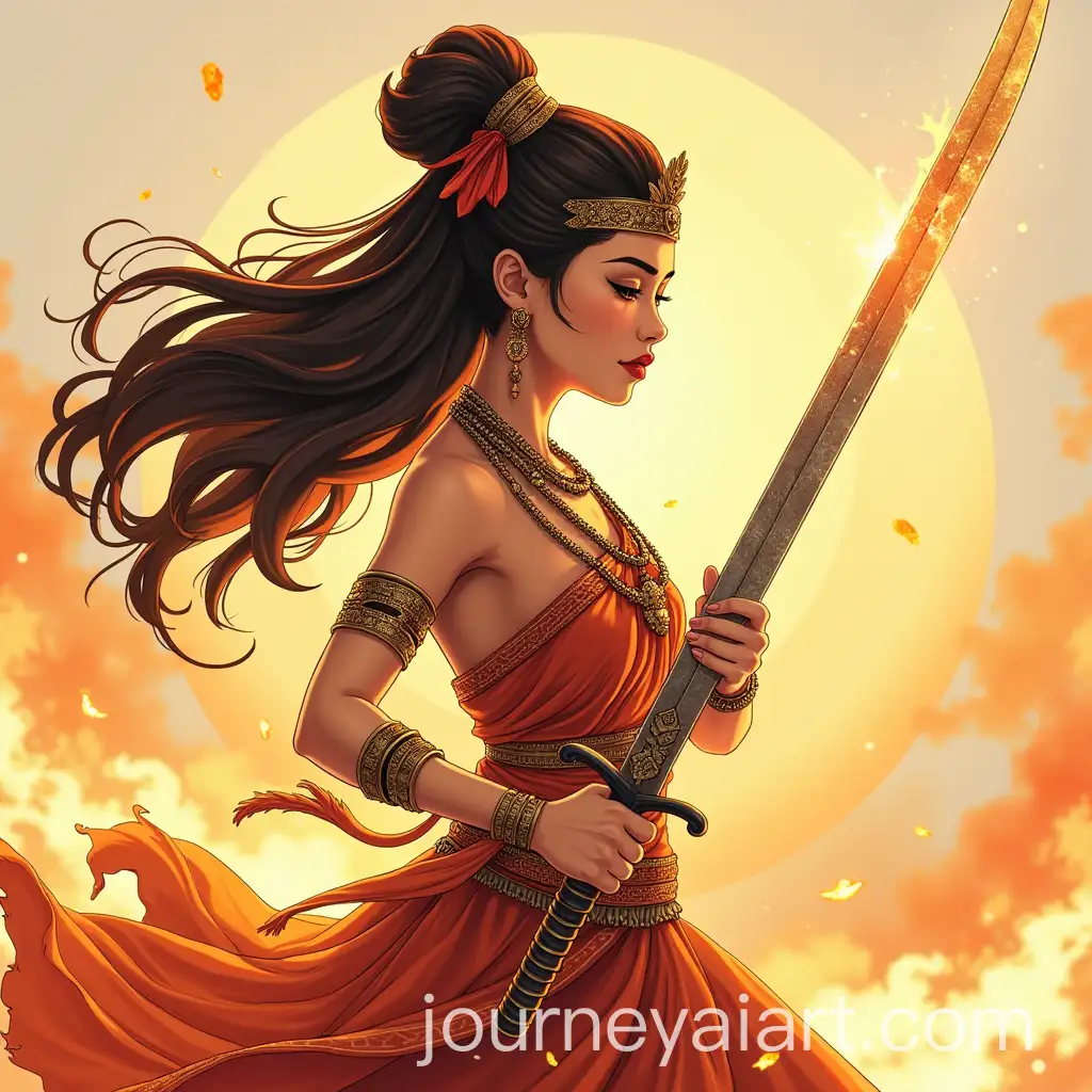 Anime-Female-Fire-Goddess-in-Maya-Culture-Engaged-in-Battle-with-Sword