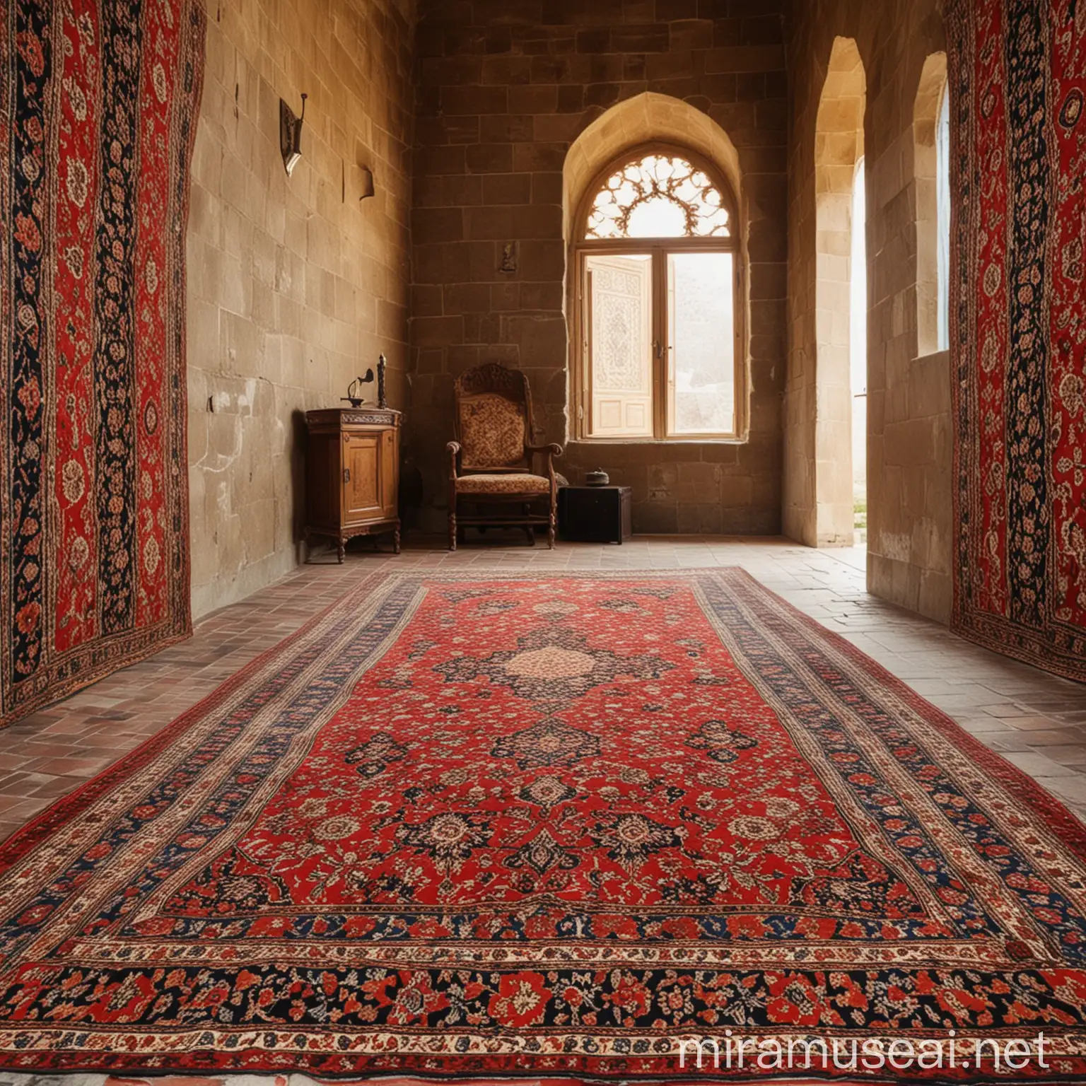 Persian Carpet in Ancient Castle Interior