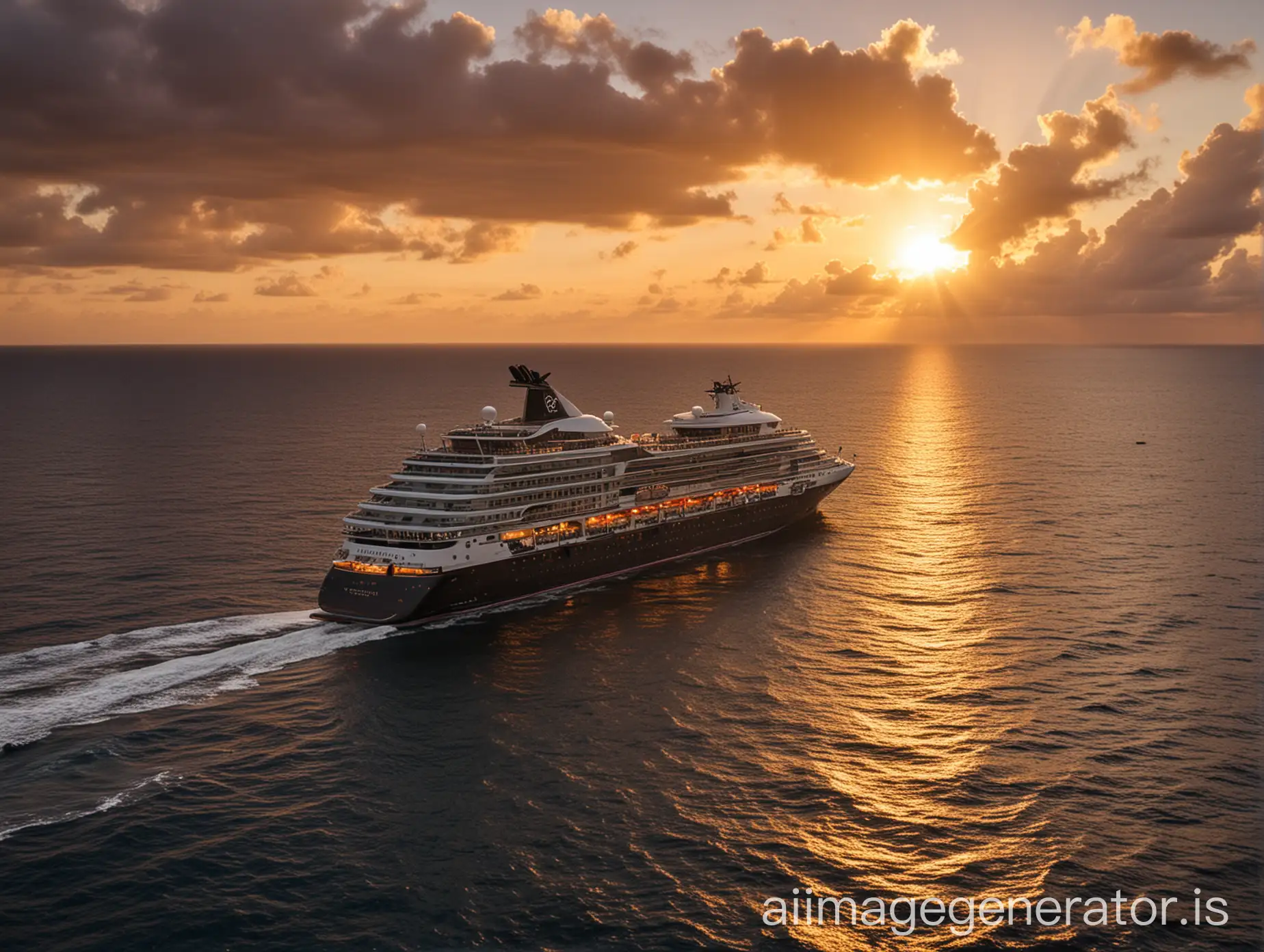 Luxury-Cruise-at-Sunset-on-the-Caribbean-Sea-with-Horizon-View