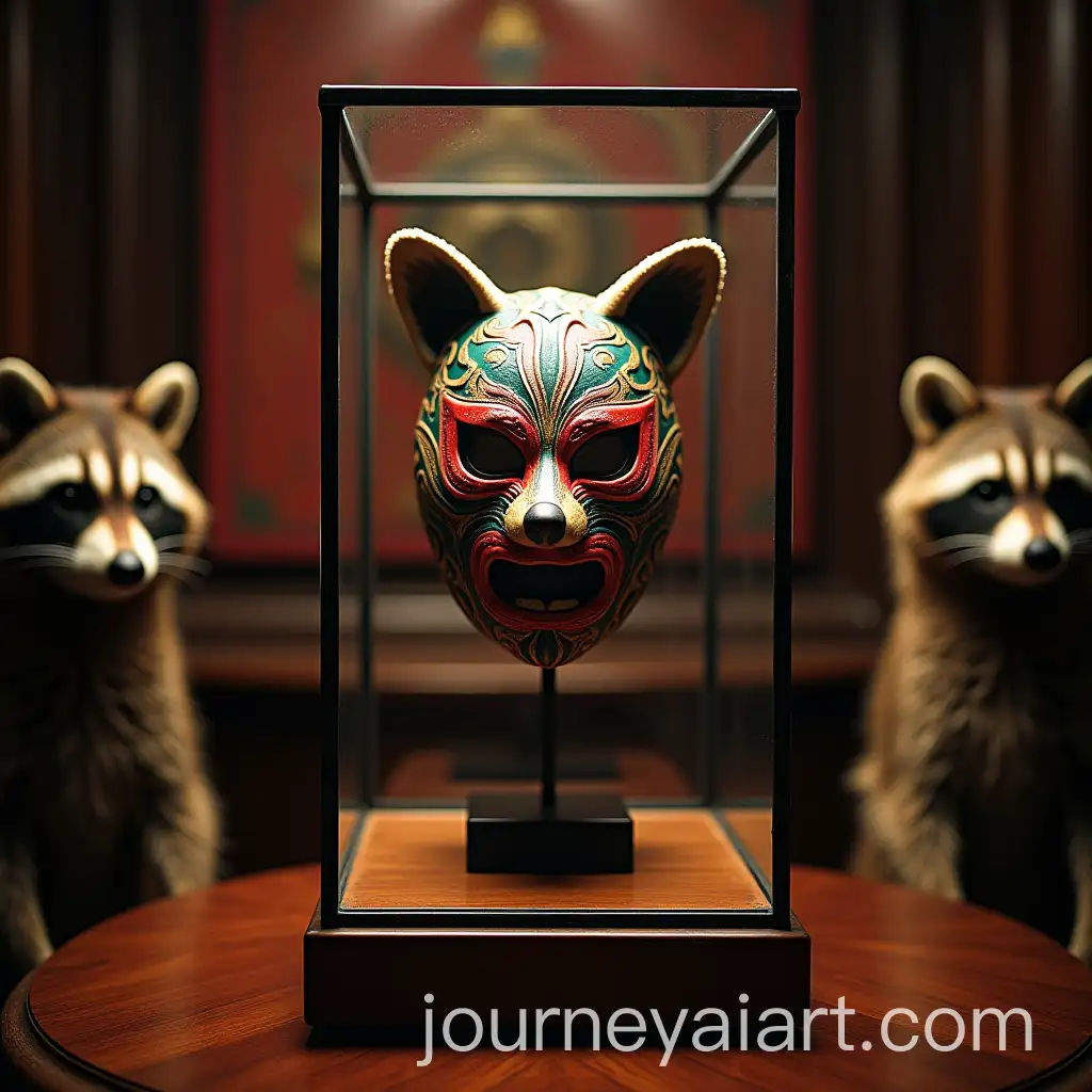 Lucha-Wrestler-Mask-Protected-by-Raccoon-Warriors-in-a-Kings-Room