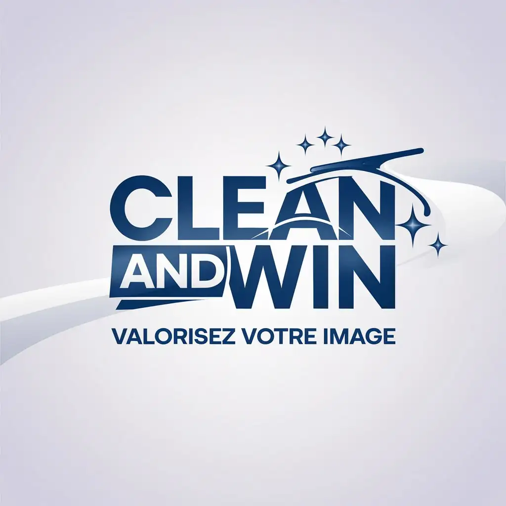 LOGO Design for Clean and Win Blue Windows Squeegee Symbol with White Background