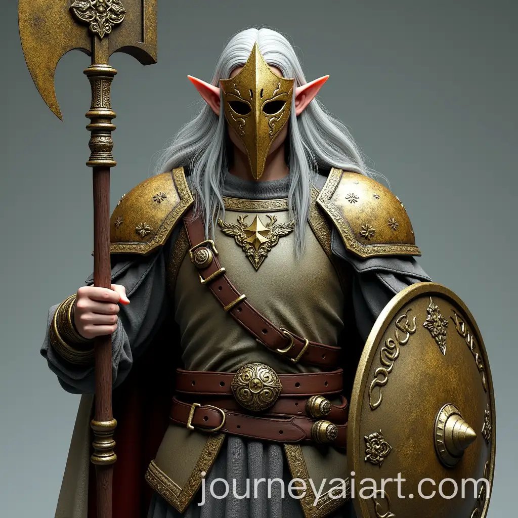 High-Elf-War-Cleric-in-Scale-Mail-and-Golden-Mask-with-War-Hammer-and-Shield