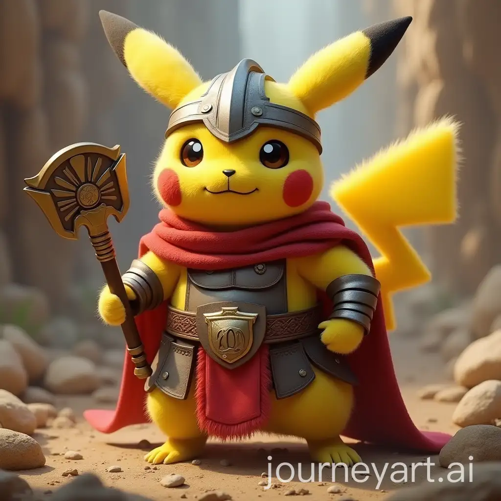 Pikachu-Dressed-as-a-Gladiator-in-Battle-Stance