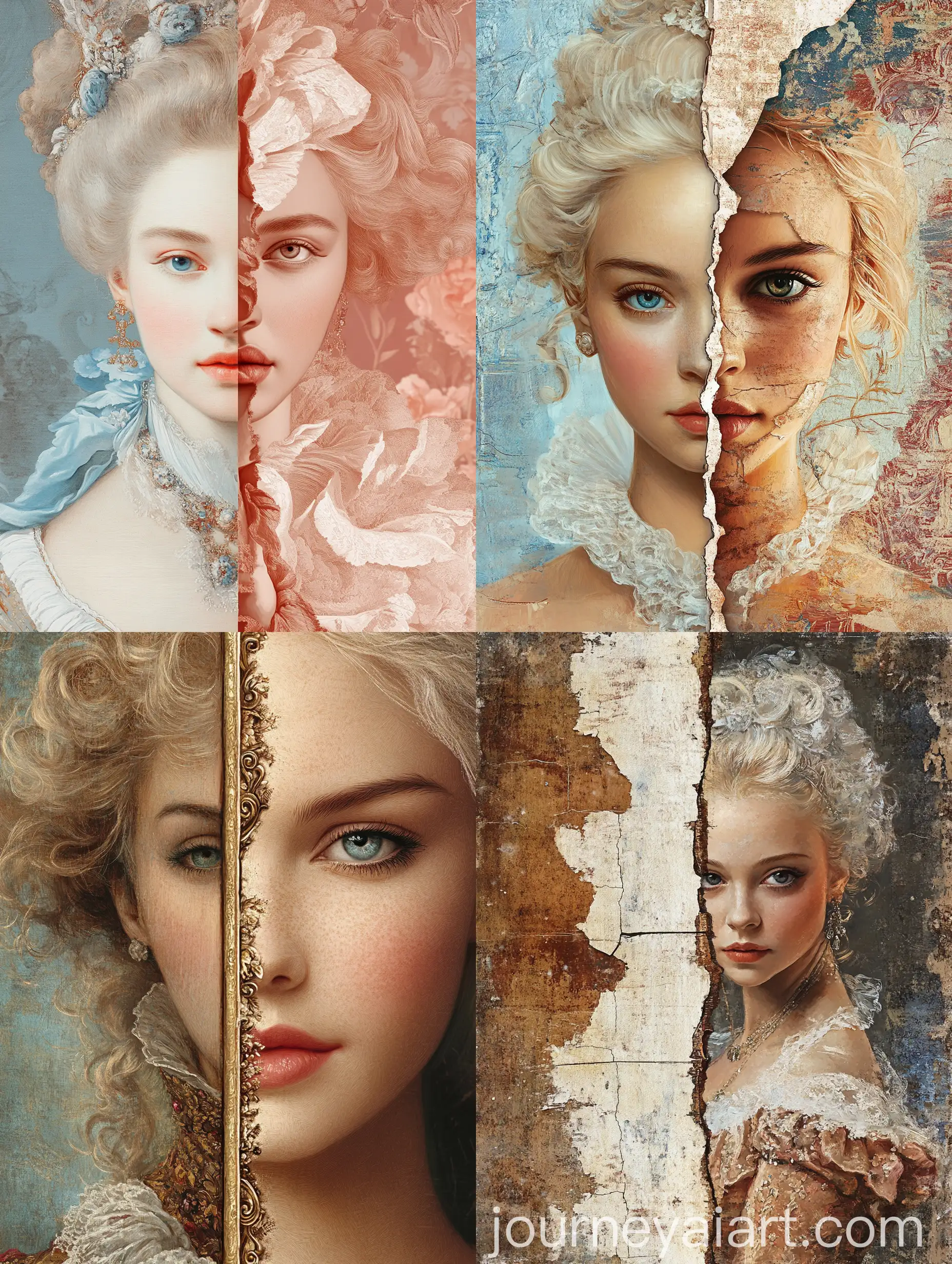 Iconic-Oil-Painting-of-Maria-Antoinette-with-Modern-Digital-Illustration